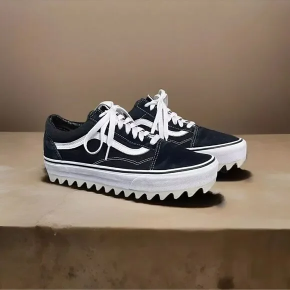 Vans Elevated 1.5" Sawtooth Women's Suede / Canvas Black Sneakers Size 10M - Picture 1 of 16